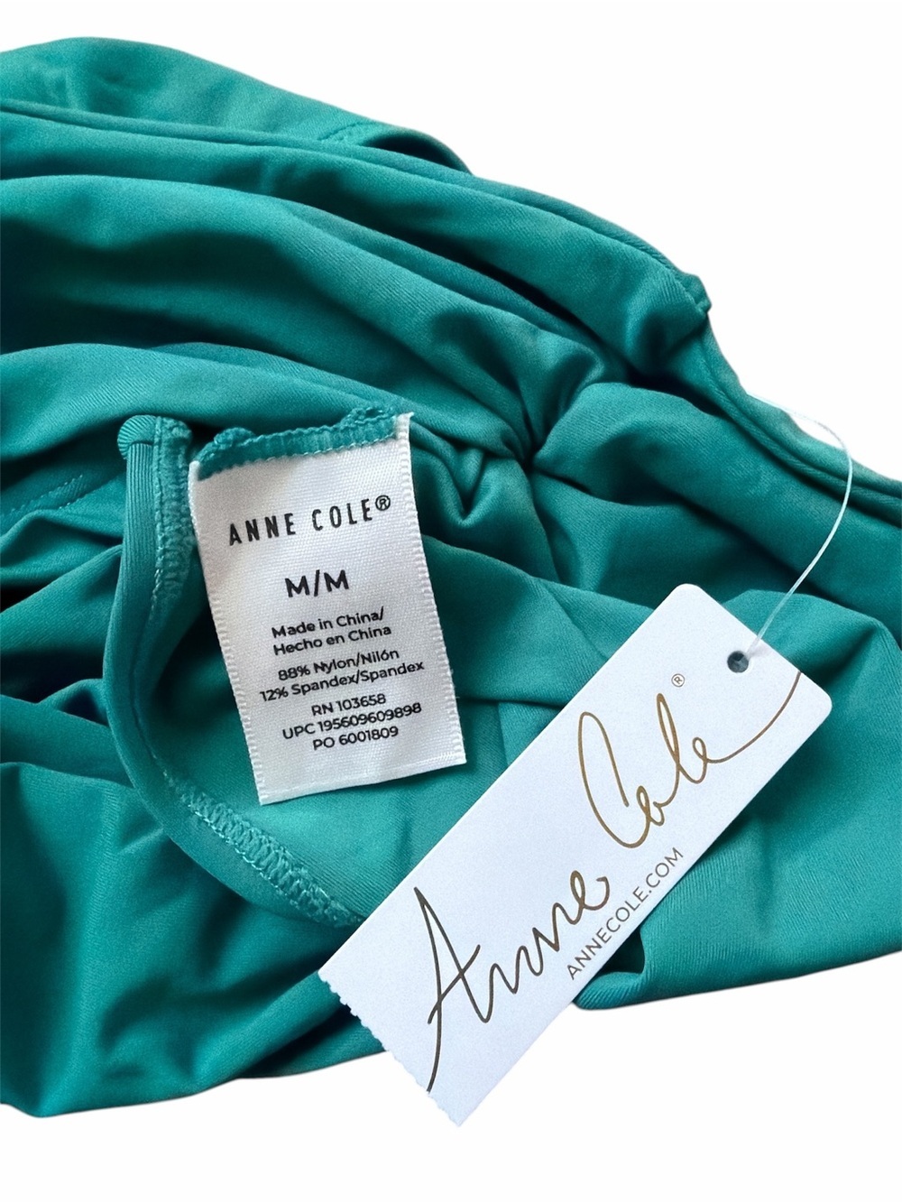 Anne Cole Teal High Waist Ruched Bikini Bottoms Medium NWT - Picture 3 of 3